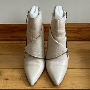 Fergie Admire Leather High Heeled Booties - White, Size    7.5